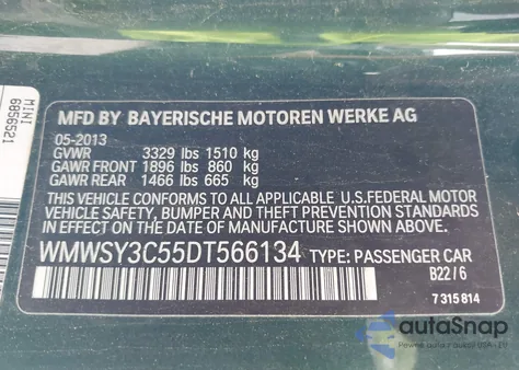 2013 Mini Roadster Cooper S from USA, damaged, VIN WMWSY3C55DT566134